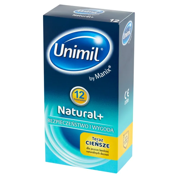 Unimil Natural Kondome in der Packung, dünn, latexfrei, mit Reservoir und Gleitmittel für angenehme Empfindungen und maximalen Schutz