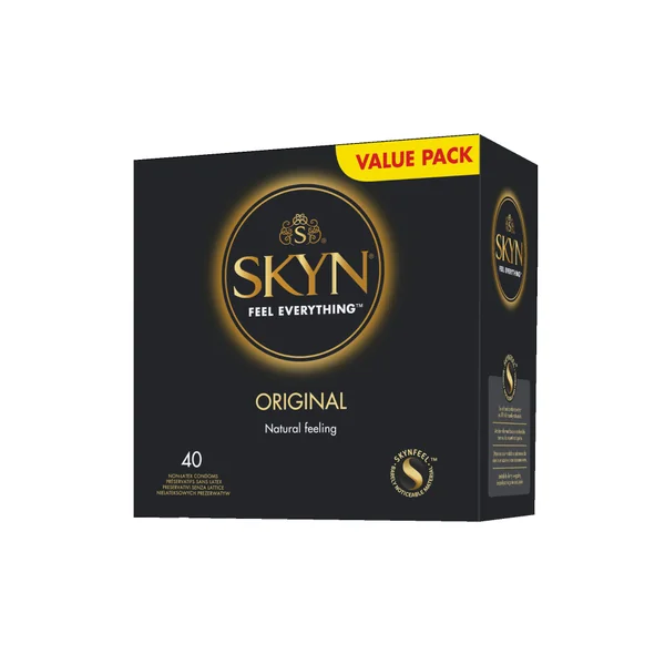 Unimil Skyn Original Kondome, latexfrei, aus Polyisopren, 40 Stück, mit langanhaltendem Gleitmittel für ein natürliches Gefühl