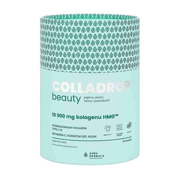 Colladrop Beauty Kollagenpulver in Mojito-Geschmack, mit HMG-Kollagen, Vitamin C, Coenzym Q10 und Selen zur Unterstützung der Hautgesundheit
