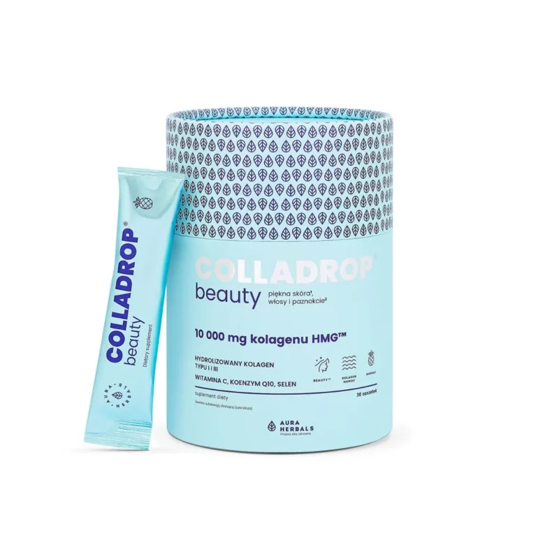 Colladrop Beauty Kollagen HMG 10000 mg Ananas - veganes Kollagenpulver für Haut, Haare und Nägel, mit Vitamin C und Selen, Geschmack Ananas