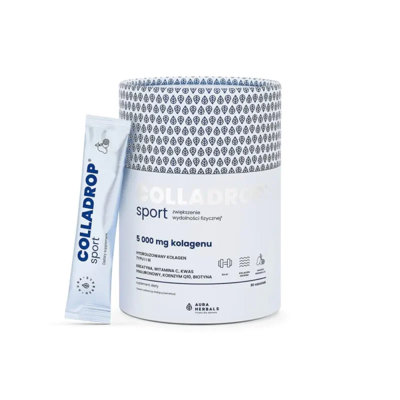 Colladrop Sport Kolagen 5000 mg Mango Maracuja Pulver in einer Packung, ideal für Sportler zur Unterstützung der Gelenke, Muskeln und Haut