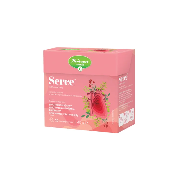 Herbapol Poznań Herztee in Teebeuteln zur Unterstützung der Herzfunktion mit natürlichen Kräutern wie Weißdorn, Kardamom und Rosenblüten