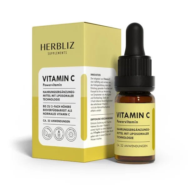 Herbliz Vitamin C, 10 ml – Nahrungsergänzungsmittel in Tropfenform, stärkt das Immunsystem, schützt vor freien Radikalen und fördert gesunde Haut