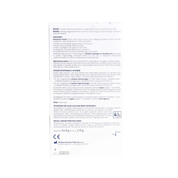 Irigasin Nachfüllset – 30 Beutel Kochsalzlösung für Nasen- und Nasennebenhöhlen-Spülung