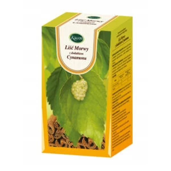 Tee mit Maulbeerblatt und Zimt in einem Teebeutel, ideal für eine gesunde Blutzuckerregulation