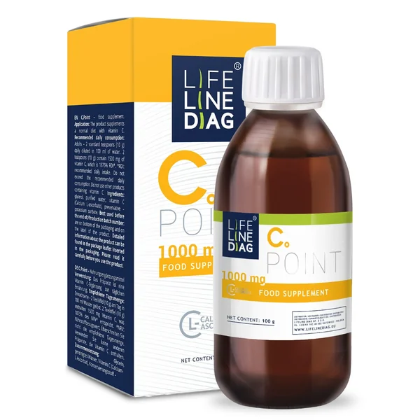 Lifelinediag Vitamin C 100 g, flüssiges Nahrungsergänzungsmittel, zur Unterstützung des Immunsystems und antioxidativem Schutz