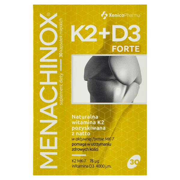Menachinox K2 + D3 Kapseln mit Vitamin K2 aus Natto und Vitamin D3 aus Lanolin zur Unterstützung von Knochen, Muskeln und dem Immunsystem