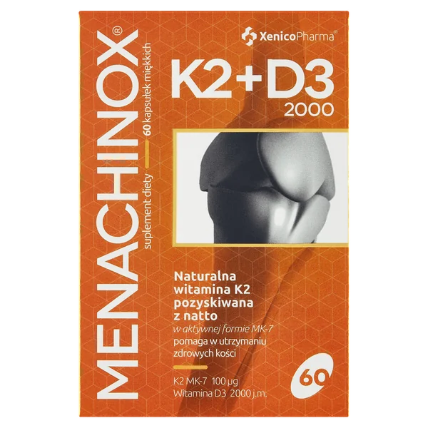 Menachinox K2 + D3 Kapseln mit natürlichem Vitamin K2 aus Natto und Vitamin D3 aus Lanolin zur Unterstützung gesunder Knochen und des Immunsystems