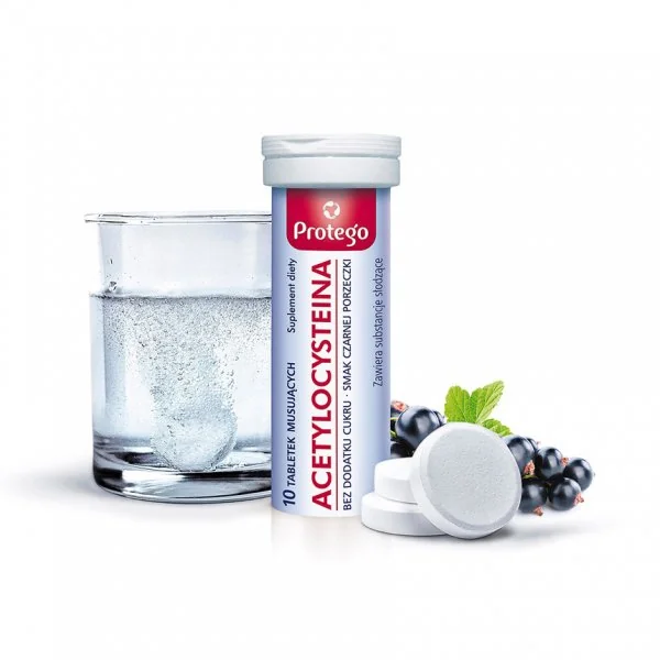 Protego Acetylcystein Brausetabletten 600 mg mit Johannisbeergeschmack, Nahrungsergänzungsmittel für gesunde Atemwege
