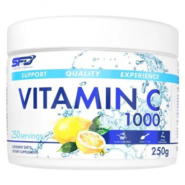 SFD Vitamin C 1000 mg Pulver, 250 g – Nahrungsergänzungsmittel zur Stärkung des Immunsystems und Förderung der Kollagenproduktion