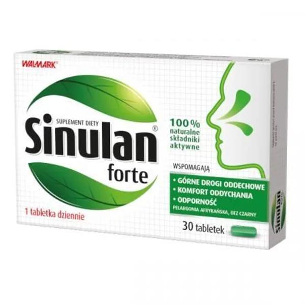 Sinulan Forte Nahrungsergänzungsmittel in Tablettenform zur Unterstützung des Immunsystems und der Atemwege. Ideal für Kinder und Erwachsene ab 6 Jahren