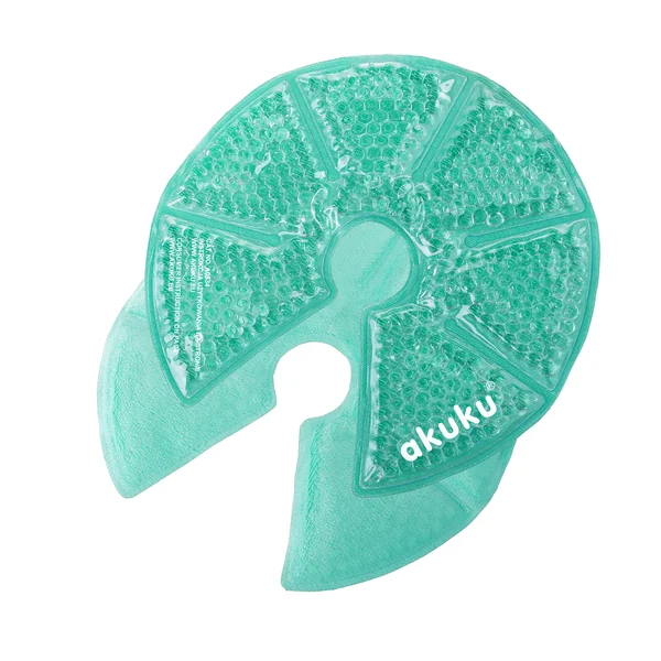 Akuku Gelkompressen für die Brust in einer praktischen Verpackung. Sie sind hypoallergen, ohne Latex, Blei oder Bisphenol und sorgen für Komfort während der Stillzeit