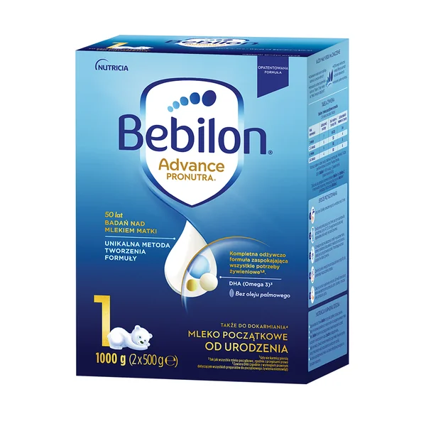 Bebilon 1 Advance Pronutra - Vollständige Säuglingsnahrung für Babys ab der Geburt, ohne Palmöl, mit DHA und GOS, 1000 g