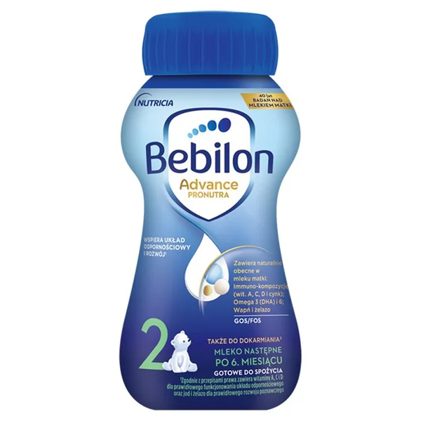 Bebilon 2 Pronutra Advance Flüssige Folgemilch für Babys ab 6 Monaten in einer 200 ml Flasche. Ideal zur Unterstützung einer gesunden Entwicklung