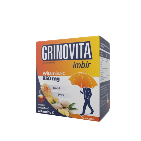 Grinovita Ingwer Nahrungsergänzungsmittel in Beuteln zur Unterstützung des Immunsystems, mit Ingwer, Vitamin C und Bienenhonig