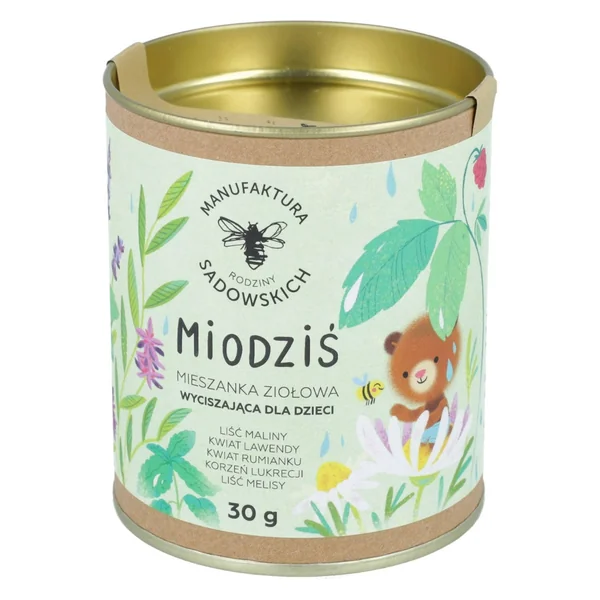 Miodziś Beruhigungstee für Kinder, eine Kräutermischung, die beim Einschlafen hilft und das Immunsystem unterstützt