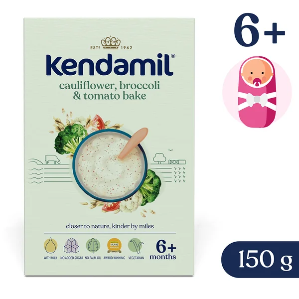 Kendamil Milchbrei mit Brokkoli, Blumenkohl und Tomaten, ideal für Babys ab 6 Monaten, glutenfrei, nahrhaft und gesund