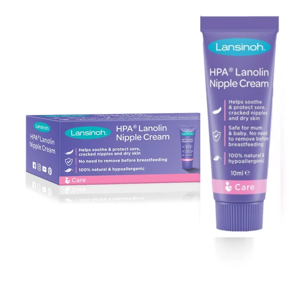 Lansinoh Lanolin Salbe 10 ml für die Pflege und Heilung von Brustwarzen während des Stillens. Hypoallergen und sicher für Mütter und Babys