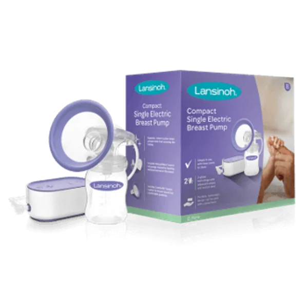 Kompakte elektrische Lansinoh Milchpumpe mit 5 Saugstufen, die den natürlichen Saugrhythmus nachahmt. Perfekt für Mütter zu Hause und unterwegs