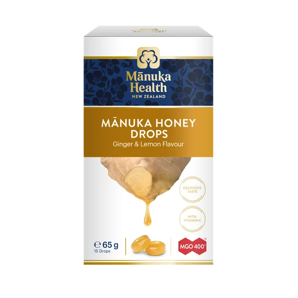 Bonbons mit Manuka-Honig MGO™ 400+, Vitamin C und Ingwer-Zitronen-Geschmack zur Unterstützung des Immunsystems und natürlichen Geschmack
