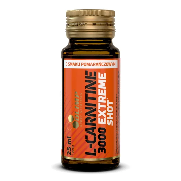 Olimp L-Carnitin 3000 Shot in einer Glasampulle, 25 ml, mit Vitamin B6 zur Unterstützung des Energiestoffwechsels und schnellerer Wirkung