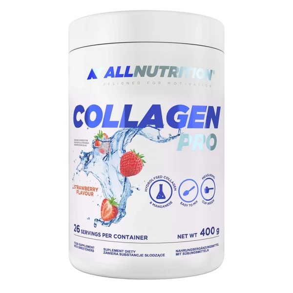 ALLNUTRITION Collagen Pro Erdbeere Pulver für Haut, Gelenke und Haare, mit Erdbeergeschmack, 400 g.