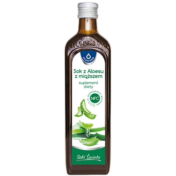 Aloe Vera Saft 500 ml in Glasflasche, 100% natürlich mit Fruchtfleisch, ohne Konzentrat – fördert Gesundheit und Wohlbefinden