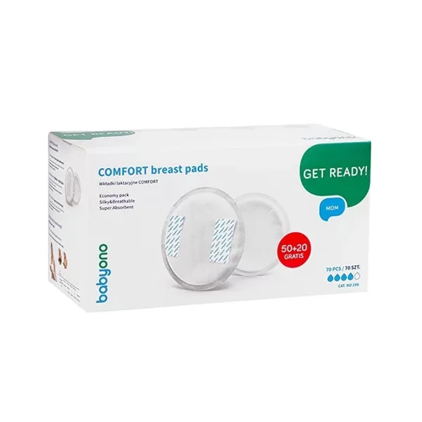 BabyOno Stillpads in einem einzelnen Beutel verpackt, bieten perfekte Feuchtigkeitsaufnahme und Schutz für empfindliche Haut während des Stillens