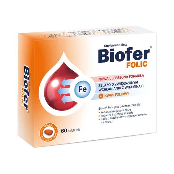 Biofer Folic Tabletten für schwangere Frauen und Erwachsene mit Eisen und Folsäure zur Unterstützung der Blutbildung und des Immunsystems