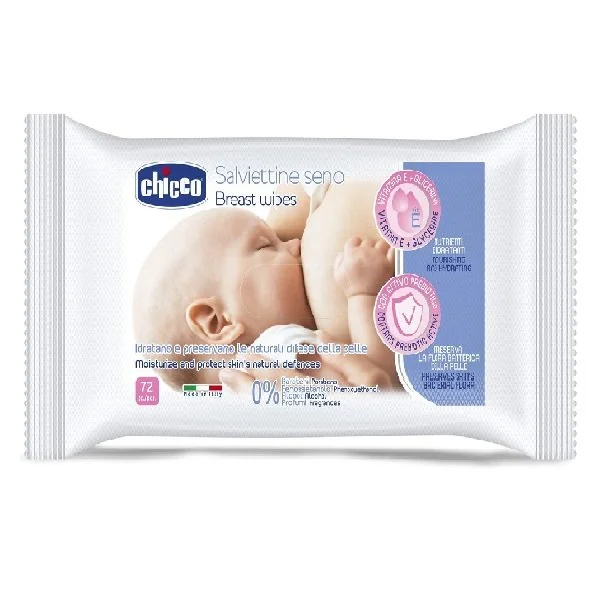 Chicco Brustpflege-Tücher für sanfte Pflege der Brust vor und nach dem Stillen, dermatologisch getestet und ohne Parabene oder Duftstoffe