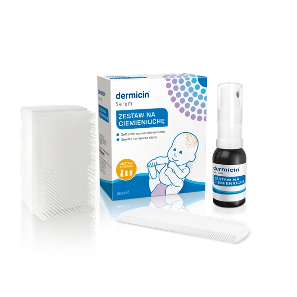 Dermicin Set gegen Krustenbildung für Babys – Serum, Bürste und Kamm zur Behandlung von Milchschorf und seborrhoischer Dermatitis