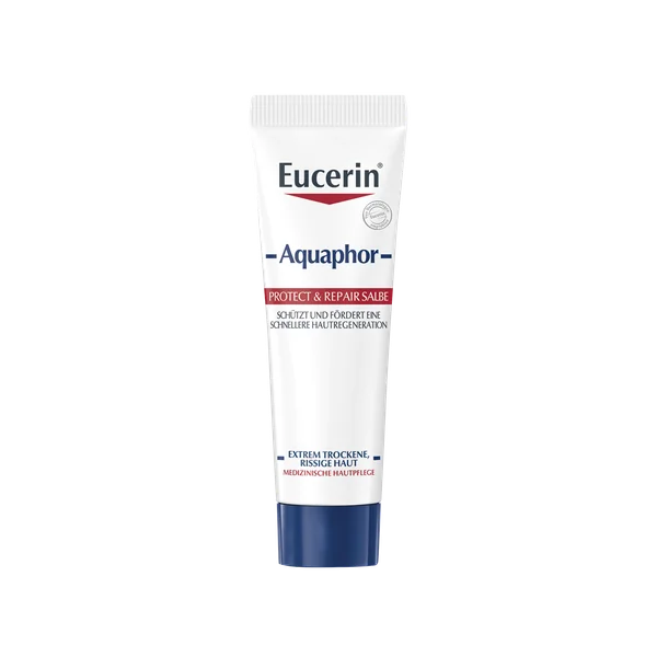 Eucerin Aquaphor regenerierende Salbe in einer 220 ml Tube für trockene, gereizte und rissige Haut. Ideal für empfindliche Haut von Babys und Erwachsenen