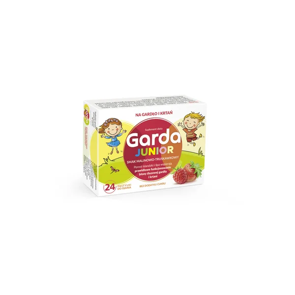 Garda Junior Lutschtabletten für Kinder mit Himbeer-Erdbeer-Geschmack zur Unterstützung der Hals- und Kehlkopfpflege und Stärkung des Immunsystems