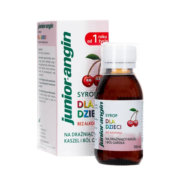 Junior-Angin Sirup für Kinder ab 1 Jahr gegen Halsschmerzen und Reizhusten mit Kirschgeschmack