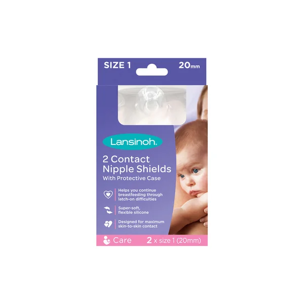 Lansinoh Stillhütchen 20 mm, 2 Stück, helfen bei Stillproblemen wie schmerzhaften oder flachen Brustwarzen und übermäßigem Milchfluss