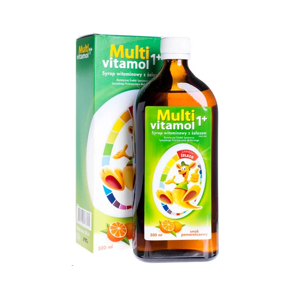 Multivitamin-Sirup mit Eisen für Kinder in einer 500 ml Flasche, Orangen-Geschmack, unterstützt Gesundheit und Immunsystem