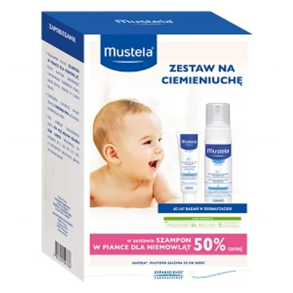 Mustela Baby Set gegen Schuppen mit Creme und Shampoo für empfindliche Babyhaut, zur Linderung von Schuppenbildung bei Neugeborenen und Kleinkindern