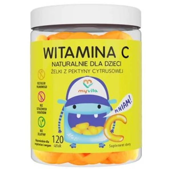 MyVita Vitamin C natürliche Gummibärchen für Kinder, vegan, mit L-Ascorbinsäure zur Unterstützung des Immunsystems und gesunder Haut