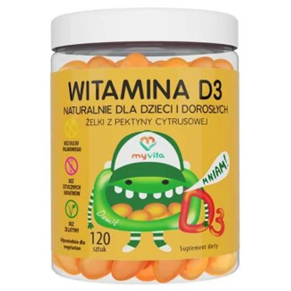 MyVita Vitamin D3 Gummibärchen 120 Stück – natürliche Vitamin D3 Supplemente für Kinder und Erwachsene, unterstützt Knochen und Immunsystem