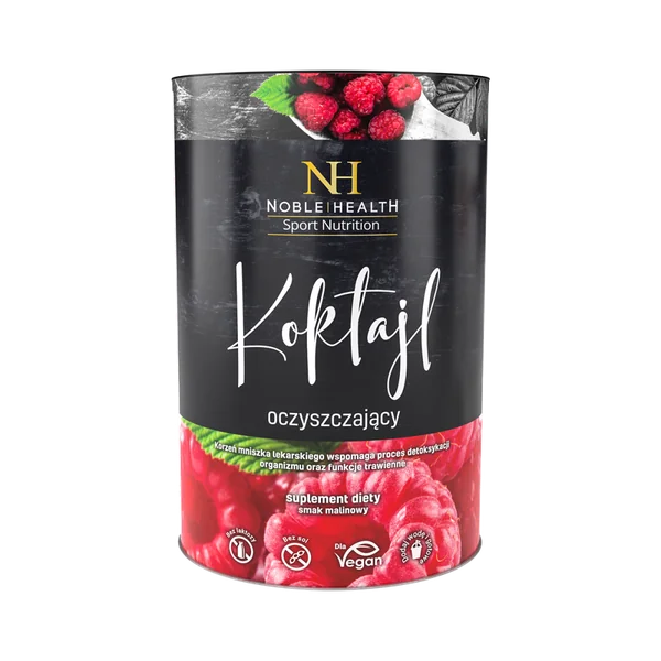 Noble Health Detox-Cocktail Pulver mit Himbeergeschmack zur natürlichen Entgiftung und Unterstützung der Verdauung mit Ballaststoffen