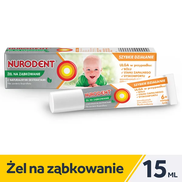 NURODENT Zahnungsgelee für Babys, 15ml, hilft bei Zahnungsschmerzen und lindert Beschwerden während des Zahnens