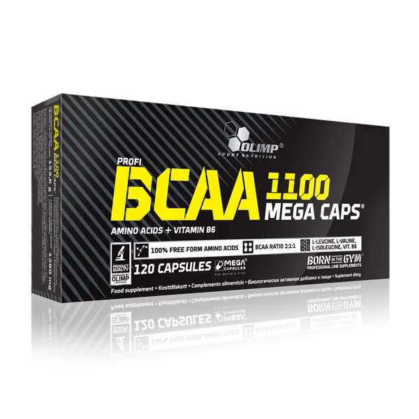 Olimp BCAA Mega Caps Kapseln, hochwertiges Nahrungsergänzungsmittel für Muskelaufbau und Regeneration mit Vitamin B6 und verzweigtkettigen Aminosäuren