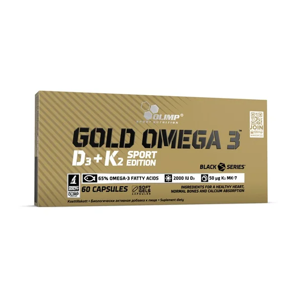 Olimp Gold Omega 3 D3+K2 Sport Edition – Fischöl Kapseln mit Vitamin D und K für Sportler zur Unterstützung von Herzgesundheit und Knochenstärke