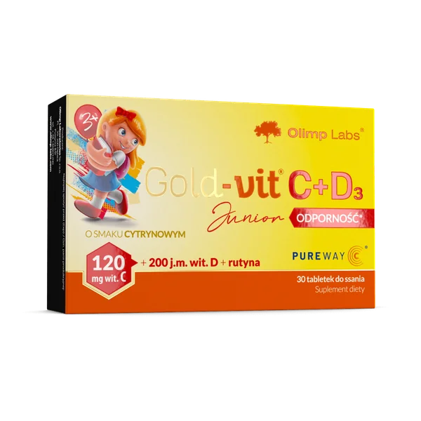 Gold-vit® C+D3 Junior Lutschtabletten zur Unterstützung des Immunsystems von Kindern mit Vitamin C und D3, 30 Tabletten