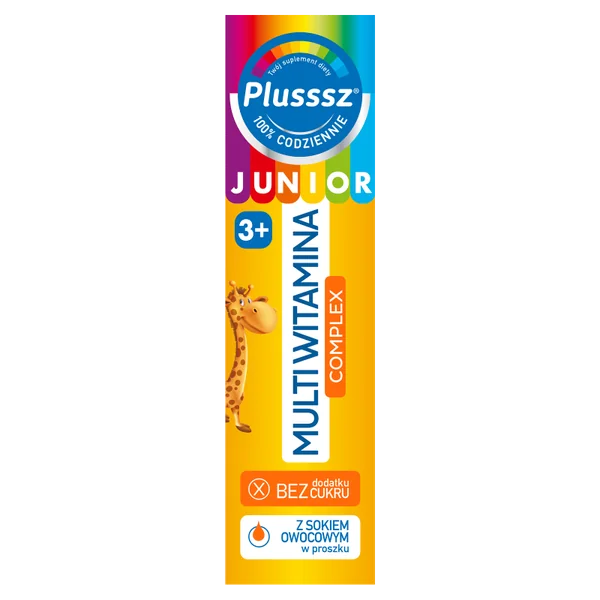 Plusssz Junior Multi-Vitamine Complex Brausetabletten in tropischem Geschmack zur Unterstützung des Immunsystems und der gesunden Entwicklung von Kindern