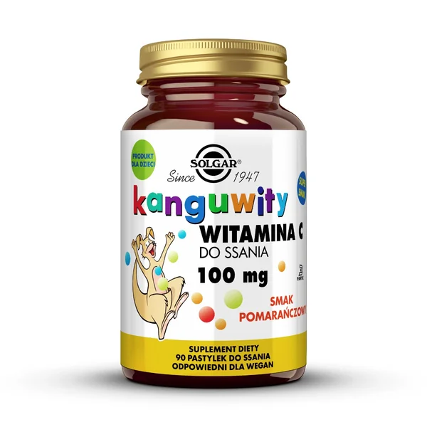 Solgar Kanguwity Vitamin C Lutschtabletten für Kinder in Orangenaroma – unterstützt das Immunsystem, ohne Zucker, mit Acerola und Hagebutte