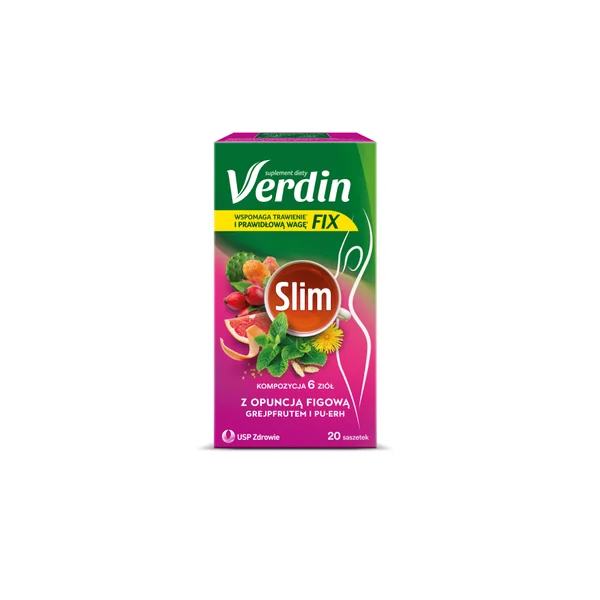 Verdin Fix Slim Kräutertee zur Unterstützung der Verdauung und Gewichtsreduktion. Enthält Pfefferminze, Süßholz und weitere natürliche Zutaten