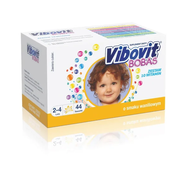 Vibovit Bobas Vanillepulver für Kinder, 10 essentielle Vitamine für gesundes Wachstum, in einer praktischen Verpackung für die tägliche Einnahme