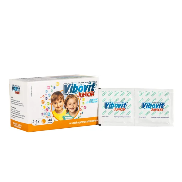 Vibovit Junior Orange - Vitaminmischung in praktischen Beuteln für Kinder, ideal für den täglichen Nährstoffbedarf, unterstützt Gesundheit und Wachstum.