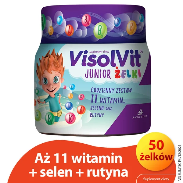 Visolvit Junior Fruchtgummis – Nahrungsergänzung für Kinder mit 11 Vitaminen, Selen und Rutin für die Unterstützung der Gesundheit